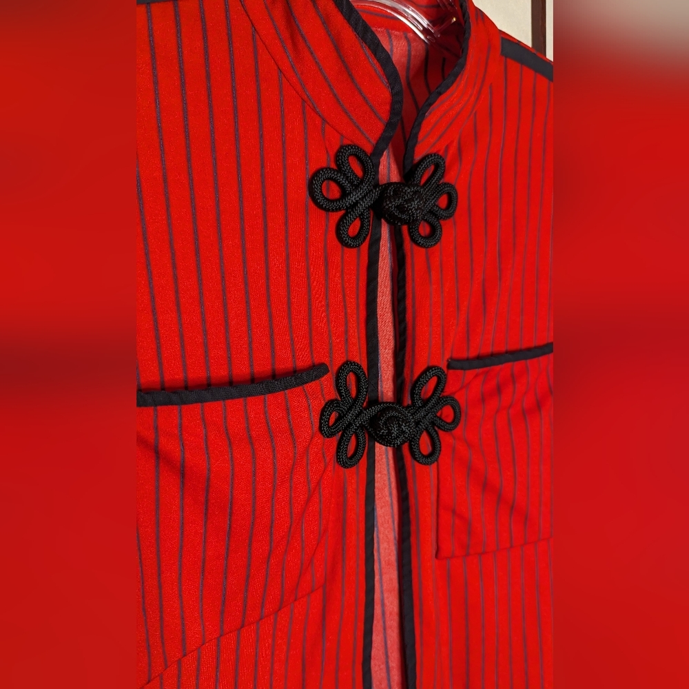Vintage handmade red striped knit jacket - Picture 2 of 3